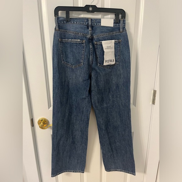 Pistola Denim NWT Bobbie High Rise Wide Leg Ankle Crop in Medium Wash - Picture 5 of 7